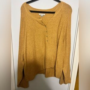 Super soft mustard yellow waffle knit Henley